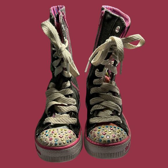 Skechers Twinkle Toe Pop Princess Butterfly High Tops Size 12.5 - Picture 2 of 9